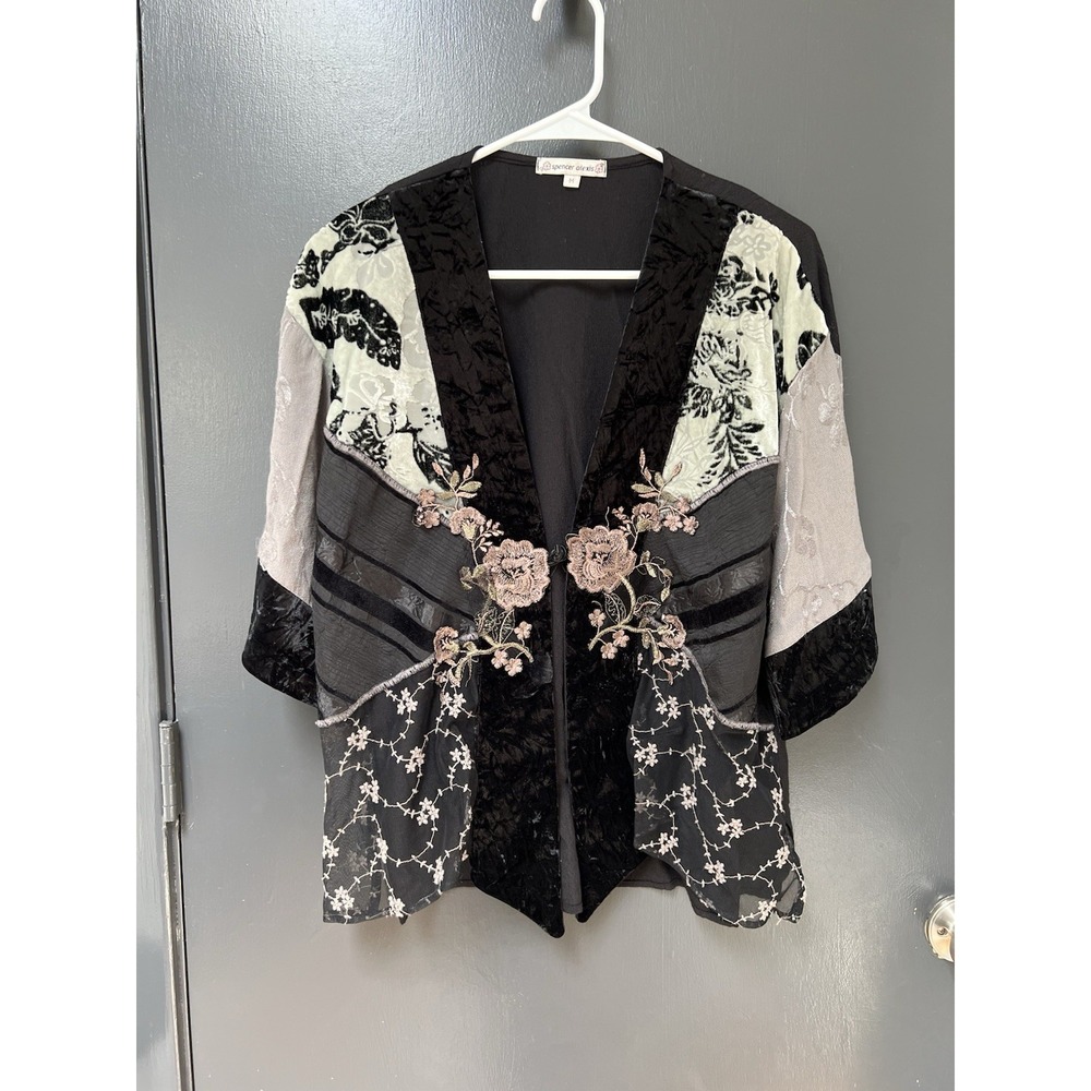 Spencer Alexis Lace Kimono Jacket Womens Sz M Crochet Lace Fairy Whimsigoth Boho